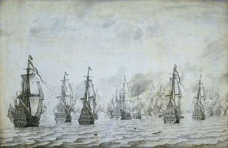 willem van de velde  the younger The naval battle against the Spaniards near Dunkerque, 18 february 1639